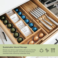 Bamboo Tea Bag & Coffee Pod Organizer, Expandable 24.1-43.2cm Kitchen Drawer Insert