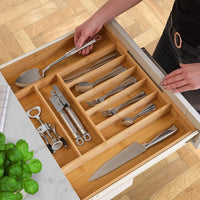 Bamboo Cutlery Tray, Expandable 33-53cm Kitchen Drawer Organizer for Utensils
