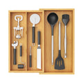 Expandable Bamboo Drawer Organizer, 22.6-40.1cm Adjustable Cutlery Tray for Kitchen Drawers