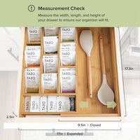 Bamboo Tea Bag & Coffee Pod Organizer, Expandable 24.1-43.2cm Kitchen Drawer Insert